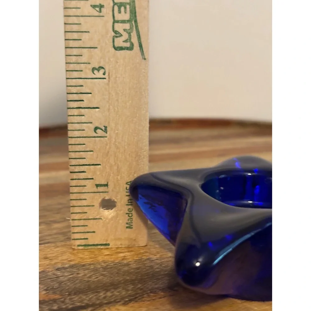Cobalt Blue Glass Star Tealight Votive Candle Holder Celestial Home Decor 3.5in